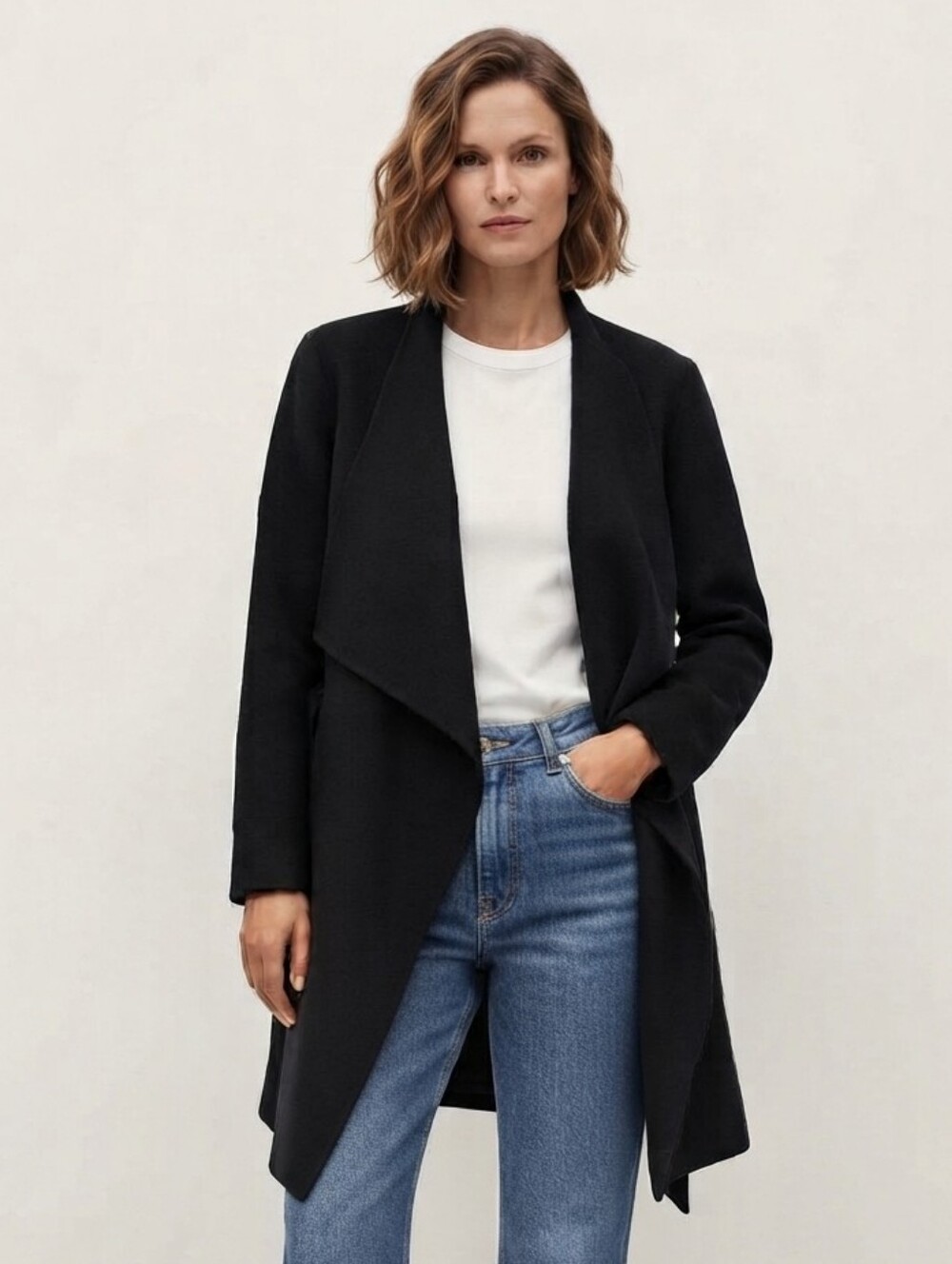 100% Cashmere Coat Saks 5th Ave Black - Size Medium - Picture 2 of 16